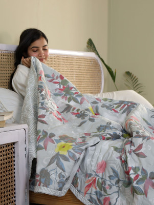 BLAN STAR Printed Double Comforter for  AC Room(Cotton, Grey, Pink)