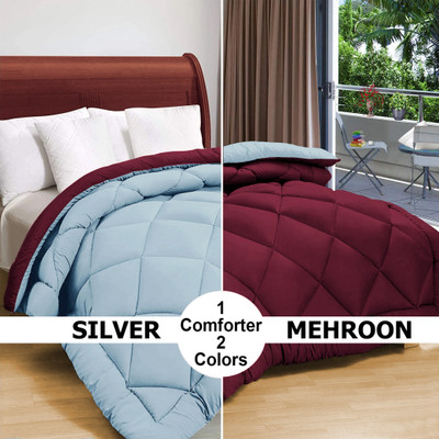 VAS COLLECTIONS Solid Single AC Blanket for  Heavy Winter(Microfiber, Maroon, Grey)