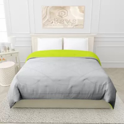 CRAZY WORLD Geometric Double Comforter for  Mild Winter(Poly Cotton, Green, Grey)