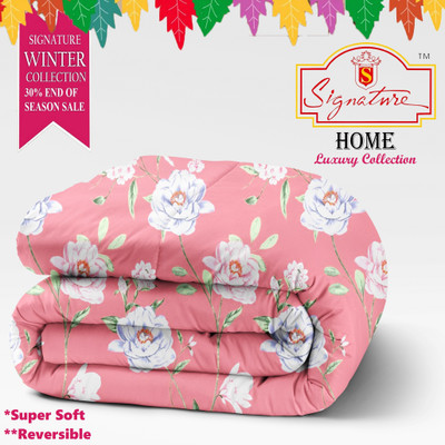 Signature Floral Double Comforter for  AC Room(Cotton, Velvet Pink Super Soft Pure Quality 3 Layers Longer Life 26)