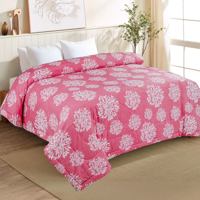 Mahank Collection Solid, Printed, Floral, Abstract Single Comforter for  Mild Winter(Microfiber, Floral Pink)