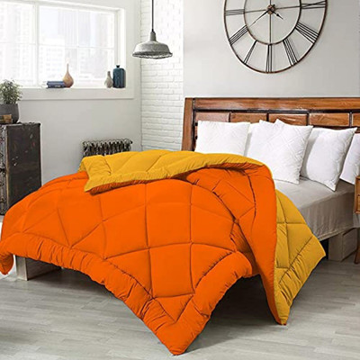 Comfowell Solid Single Comforter for  Heavy Winter(Poly Cotton, Orange & Yellow)