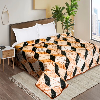 Signature Geometric Double Coral Blanket for  Mild Winter(Polyester, Multicolor)