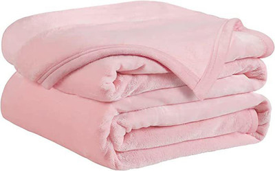 VAS COLLECTIONS Solid Double Mink Blanket for  Heavy Winter(Polyester, Pink-A)