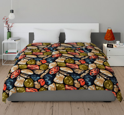 SPANGLE Striped King Coral Blanket for  Mild Winter(Polyester, Multicolor)