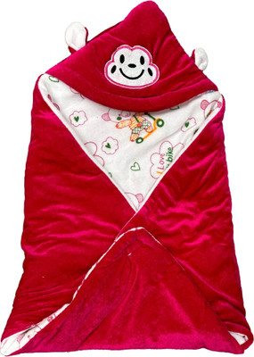 OLENE Printed Single Swaddling Baby Blanket for  AC Room(Fur, Magenta)
