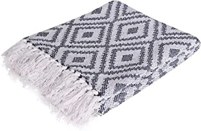 SASHAA WORLD Geometric Single Throw for  AC Room(Cotton, Grey)
