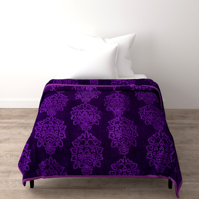 SPANGLE Self Design Double Mink Blanket for  Mild Winter(Microfiber, Purple, Lavender)