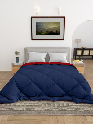 CHICERY Solid Double Comforter for  Heavy Winter(Microfiber, Blue,Red)