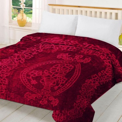 STITCHY Floral Double Swaddling Baby Blanket for  AC Room(Microfiber, Maroon)