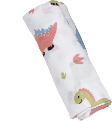 VoiDrop Printed Single Swaddling Baby Blanket for  AC Room(Muslin, Dinosaur Printe)