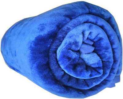 SIMAM Self Design Double Mink Blanket for  Mild Winter(Microfiber, Blue)