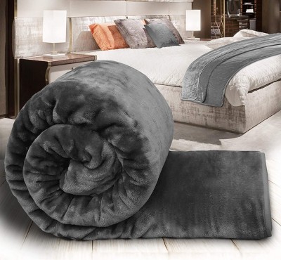 MFI Floral Double Mink Blanket for  Heavy Winter(Polyester, Grey)