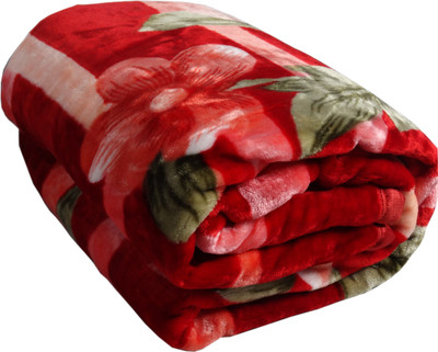 HOMIEE Floral Double Swaddling Baby Blanket for  AC Room(Polyester, Red)