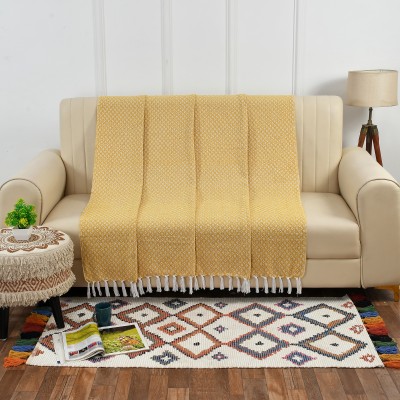 homewaytex Self Design Single Throw for  Mild Winter(Cotton, Yellow)