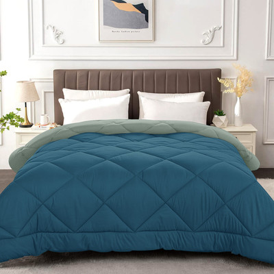 MISTIVA Solid Double Comforter for  AC Room(Microfiber, GREY&NAVY)