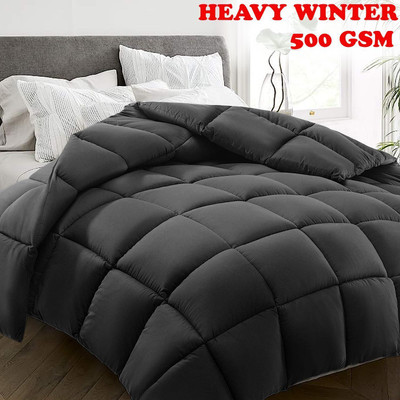 EVOL Solid Single Comforter for  Heavy Winter(Poly Cotton, Grey)