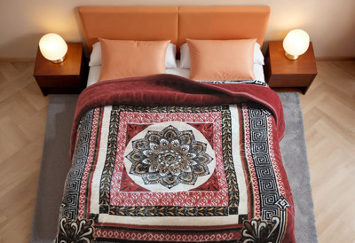 HOMIEE Floral Double Mink Blanket for  Heavy Winter(Polyester, Red)