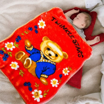 NAMAN Abstract Single Crib Baby Blanket for  AC Room(Polyester, MINK-RED SMALL)