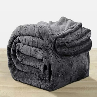Deniyal ENTERPRISES Solid Single Mink Blanket for  AC Room(Microfiber, Grey)