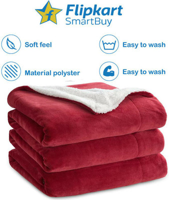 Flipkart SmartBuy Solid Double AC Blanket for  AC Room(Polyester, Red)