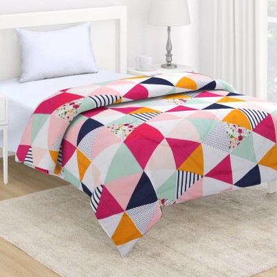 HOKiPO Abstract Single Comforter for  AC Room(Microfiber, Multicolor Abstract Triangle 220 GSM, IN-569-D3))