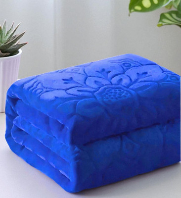 Changers Floral Double Mink Blanket for  Heavy Winter(Polyester, Blue)