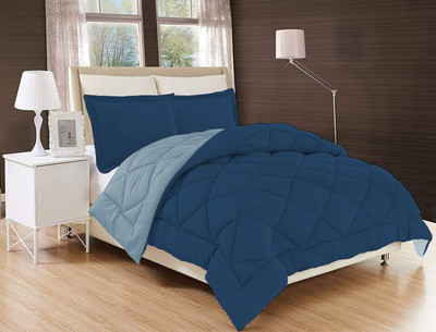 Relaxfeel Self Design King Comforter for  Heavy Winter(Poly Cotton, Teal & Sky Blue)