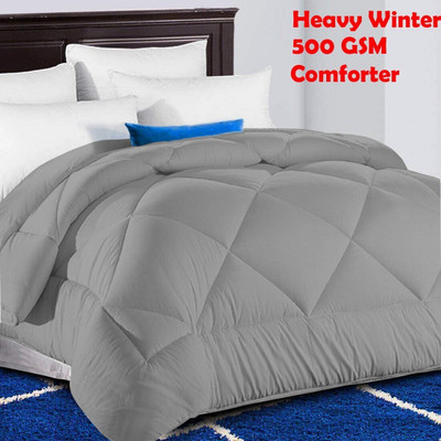 Texlux Solid Single Comforter for  Heavy Winter(Polyester, Grey)