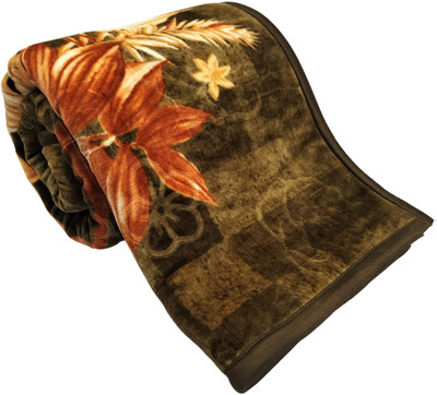 HOMIEE Floral Double Mink Blanket for  Heavy Winter(Polyester, Green)
