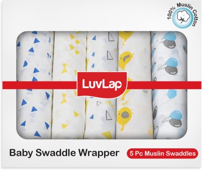 LuvLap Animal Single Swaddling Baby Blanket for  Mild Winter(Muslin, Multicolor)