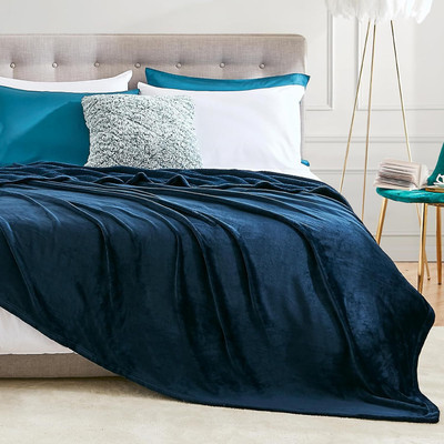 RAJ LAXMI INDUSTRIES Solid Double AC Blanket for  AC Room(Woollen Blend, Blue)