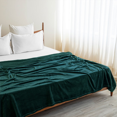 HOMEMONDE Solid Single AC Blanket for  Heavy Winter(Silk, Emerald Green)