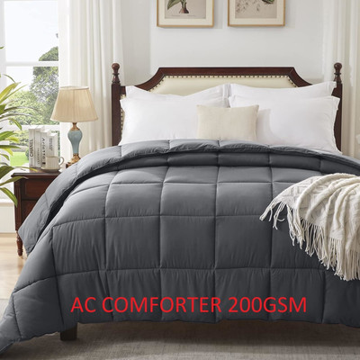 glaxy Solid Double Comforter for  Mild Winter(Poly Cotton, Grey)