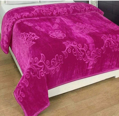 SIMAM Self Design Double Mink Blanket for  Heavy Winter(Polyester, Pink)