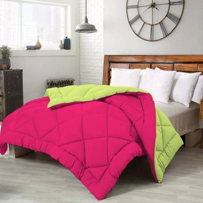 Relaxfeel Solid King Comforter for  Heavy Winter(Poly Cotton, Parrot Green & Pink)