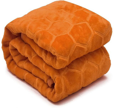 LA VERNE Self Design Double Mink Blanket for  Heavy Winter(Woollen Blend, D Yellow)