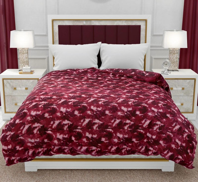 SPANGLE Printed King Mink Blanket for  Heavy Winter(Microfiber, Maroon)