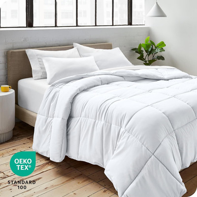 Blue Home Solid Double Comforter for  AC Room(Poly Cotton, White)