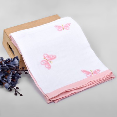 Mom's Home Printed Crib AC Blanket for  AC Room(Muslin, Butterfly)
