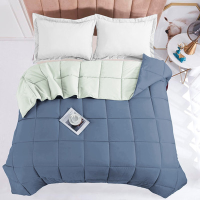 Mahank Collection Solid, Self Design Double Comforter for  Mild Winter(Microfiber, Blue, Light Green)