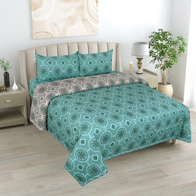 Osonics Textile Floral Double Mink Blanket for  AC Room(Microfiber, GREY & GREEN)