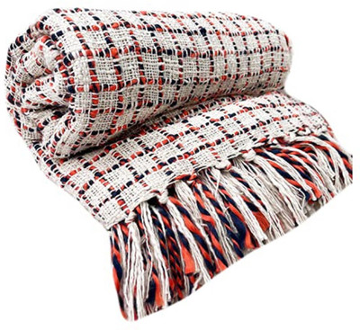 Fashion Throw Self Design Crib Throw for  AC Room(Cotton, Beige Multicolor)