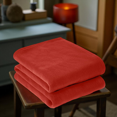 Home Stylish Solid Single Fleece Blanket for  Mild Winter(Polyester, Red)