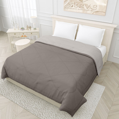 STEVE Solid Single Comforter for  Mild Winter(Microfiber, Warm Grey-Light Grey)