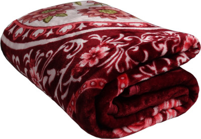 HOMIEE Floral Double Swaddling Baby Blanket for  AC Room(Polyester, Maroon)
