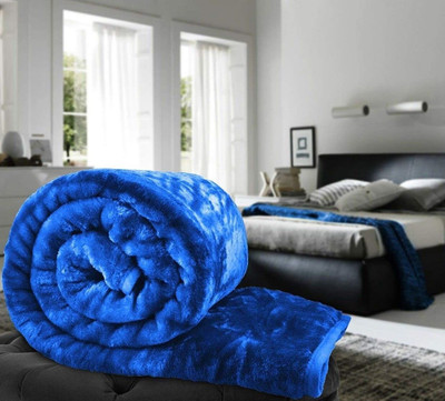 Retreat Solid Double AC Blanket for  Heavy Winter(Microfiber, Blue)