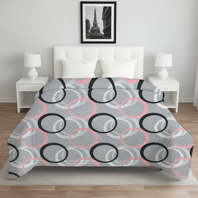 Home Stylish Geometric Double AC Blanket for  AC Room(Microfiber, Grey Black)