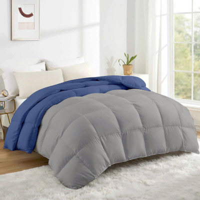 Razzai Solid Double Comforter for  Heavy Winter(Microfiber, Medium Blue, Silver)
