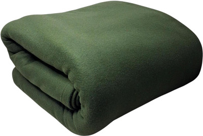Royal Lush Solid Single Fleece Blanket for  AC Room(Woollen Blend, Green)
